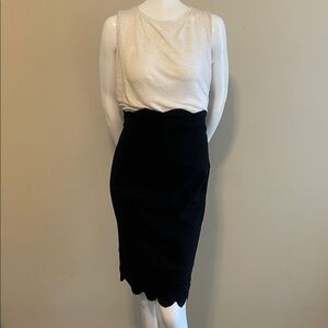 Catherine Malandrino Couture Scalloped Waist & Hem Stretch Wool Pencil Skirt 4